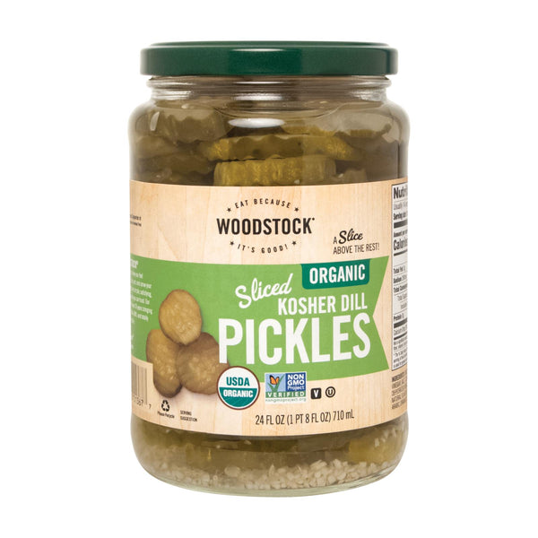 Woodstock Organic Kosher Sliced Dill Pickles - Case of 6 - 24 Ounce