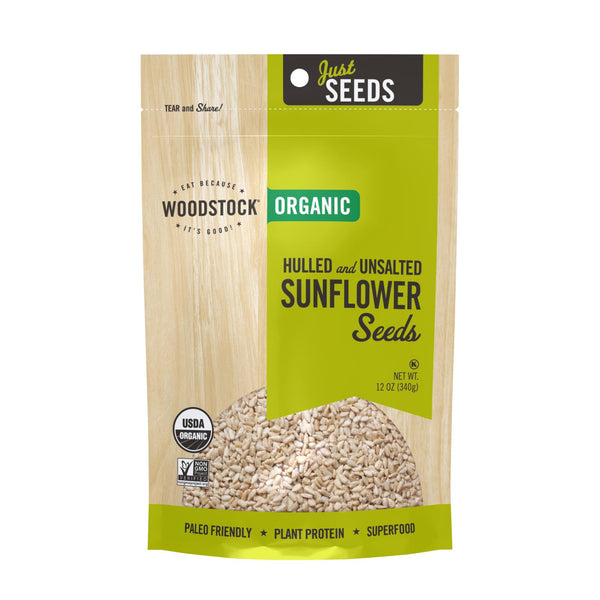 Woodstock Organic Hulled and Unsalted Sunflower Seeds - Case of 8 - 12 Ounce