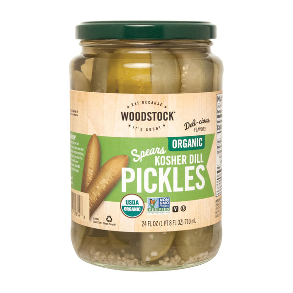 Woodstock Organic Kosher Dill Pickle Spears - Case of 6 - 24 Fluid Ounce