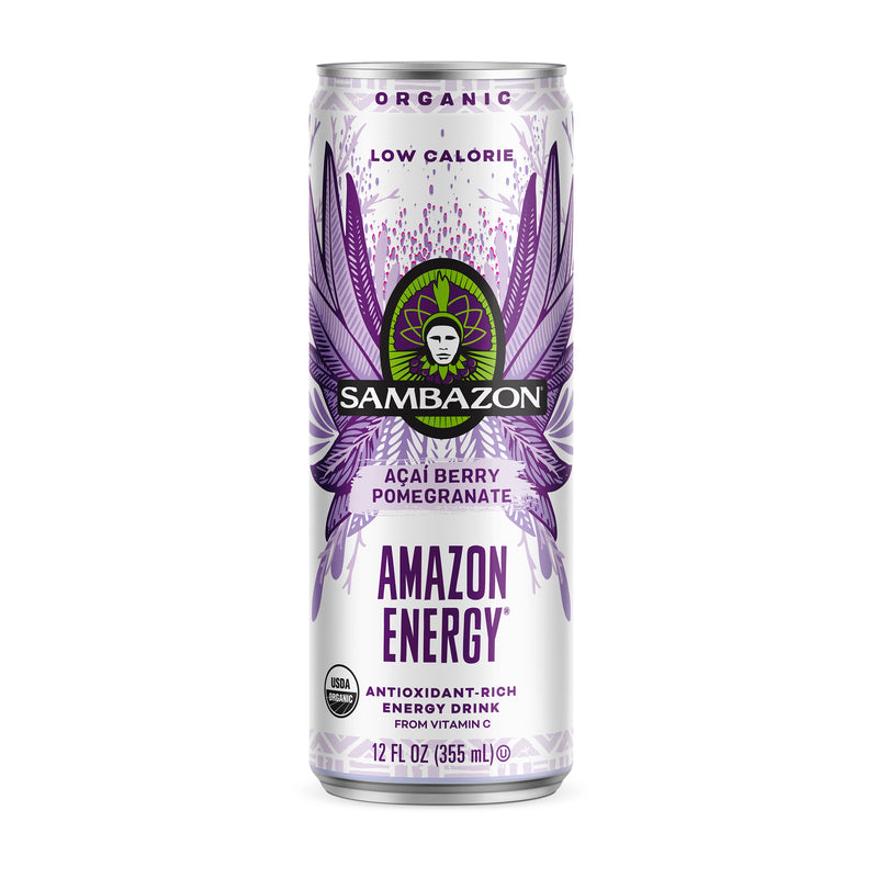 Sambazon Lo Cal Amazon Energy Acai Berry Pomegranate Energy Drink Organic 12 Fluid Ounce - 12 Per Case.