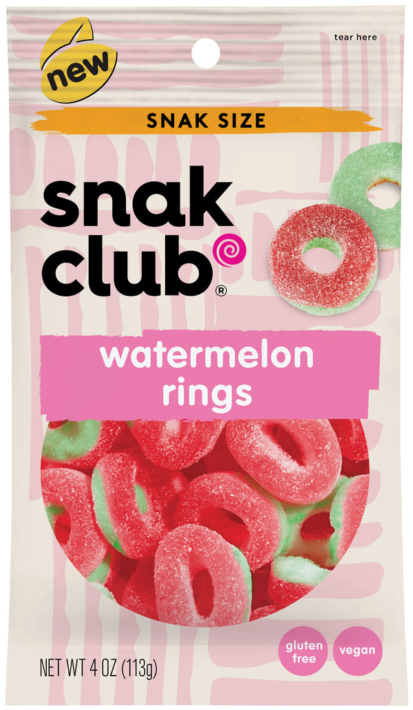 Snak Club Watermelon Rings 4 Ounce Size - 12 Per Case.