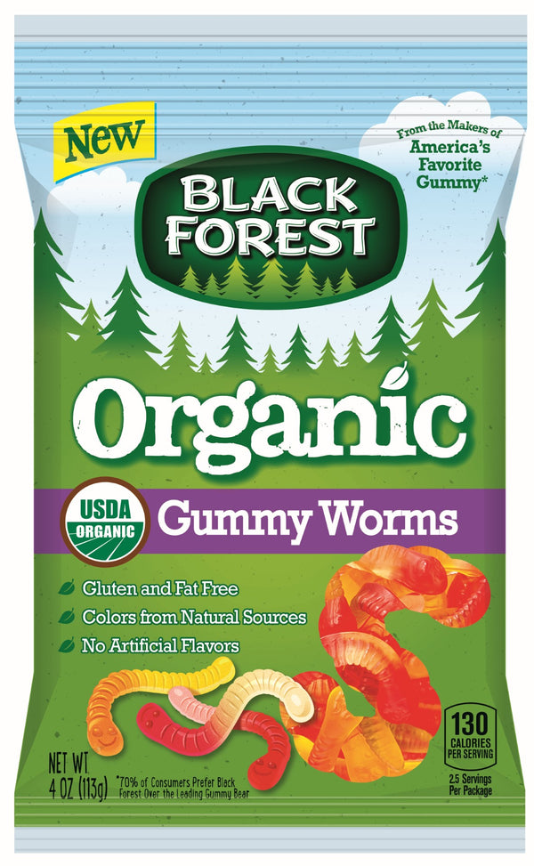 Black Forest Organic Gummy Worms Peg 4 Ounce Size - 12 Per Case.