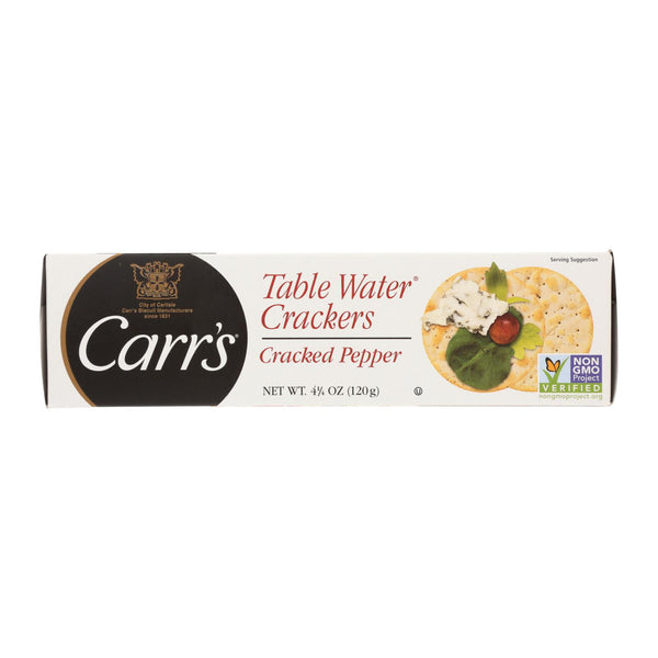 Carr's Table Water Crackers - Bite Size with Cracked Pepper - Case of 12 - 4.25 Ounce