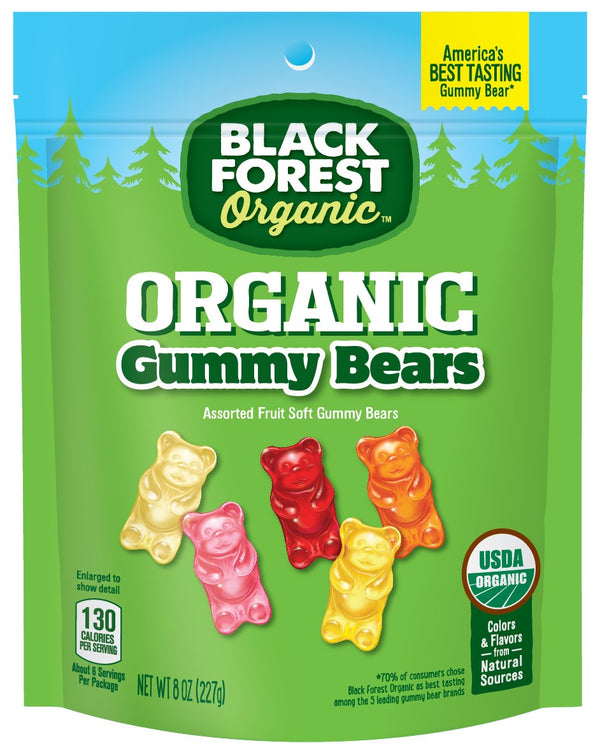 Black Forest Organic Gummy Bears Candy 8 Ounce Size - 6 Per Case.