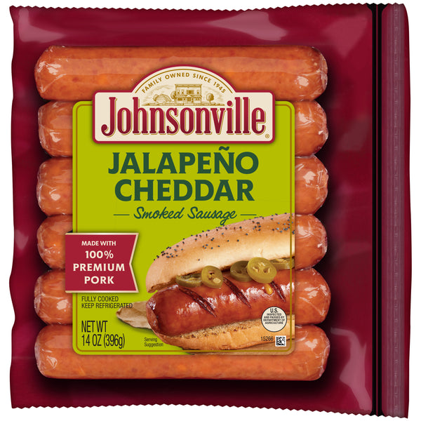 Johnsonville Cooked Jalapeno & Cheddar Cheesesmoked Pork Sausage Links Packagect 14 Ounce Size - 10 Per Case.