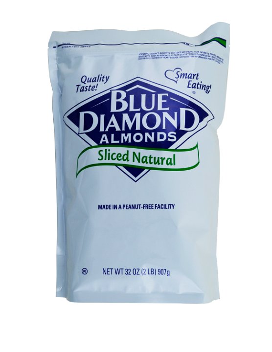 Blue Diamond Almonds Almonds Natural Sliced 2 Pound Each - 4 Per Case.