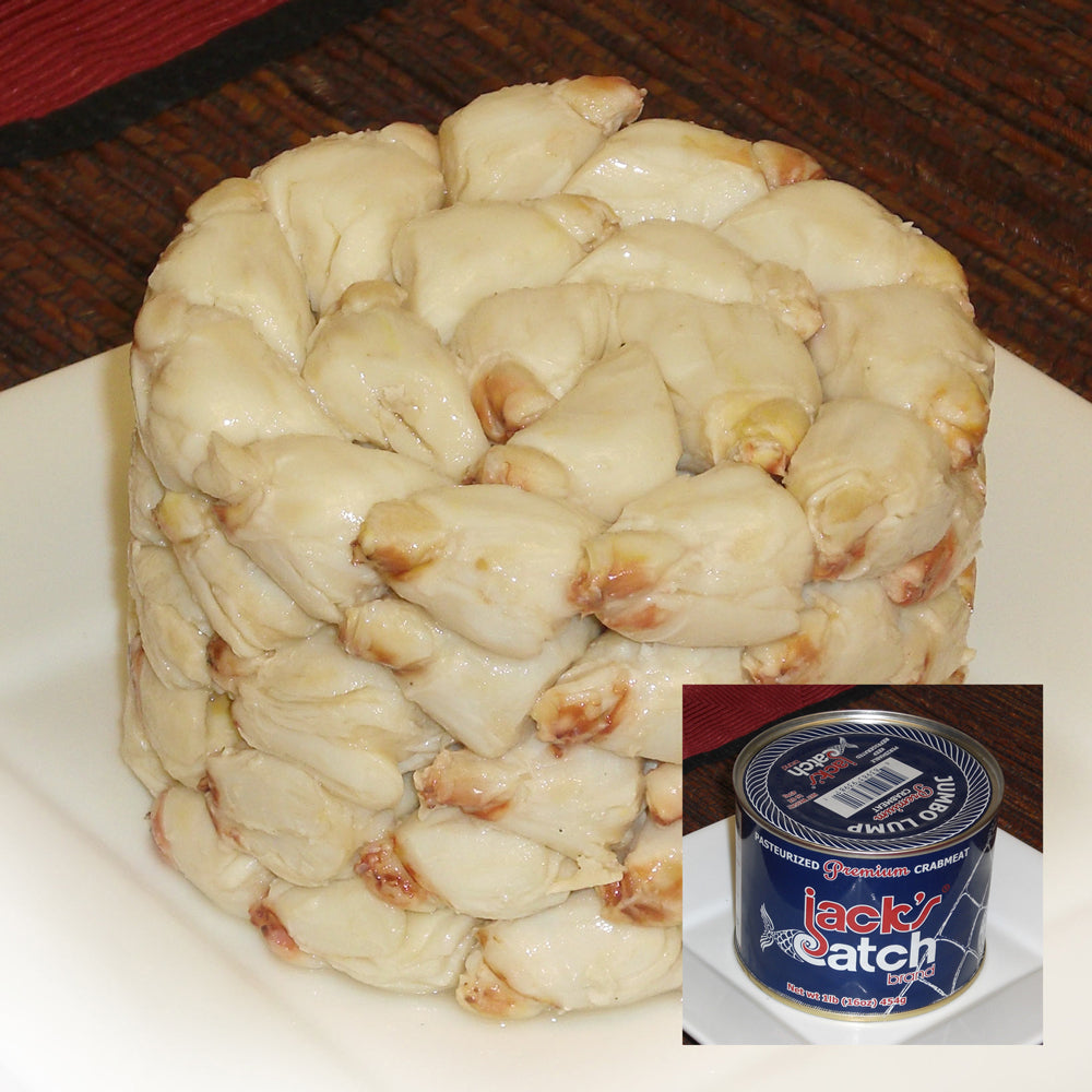 Jacks Catch Premium Crab Jumbo Lump Cans 1 Pound Each 12 Per Case.