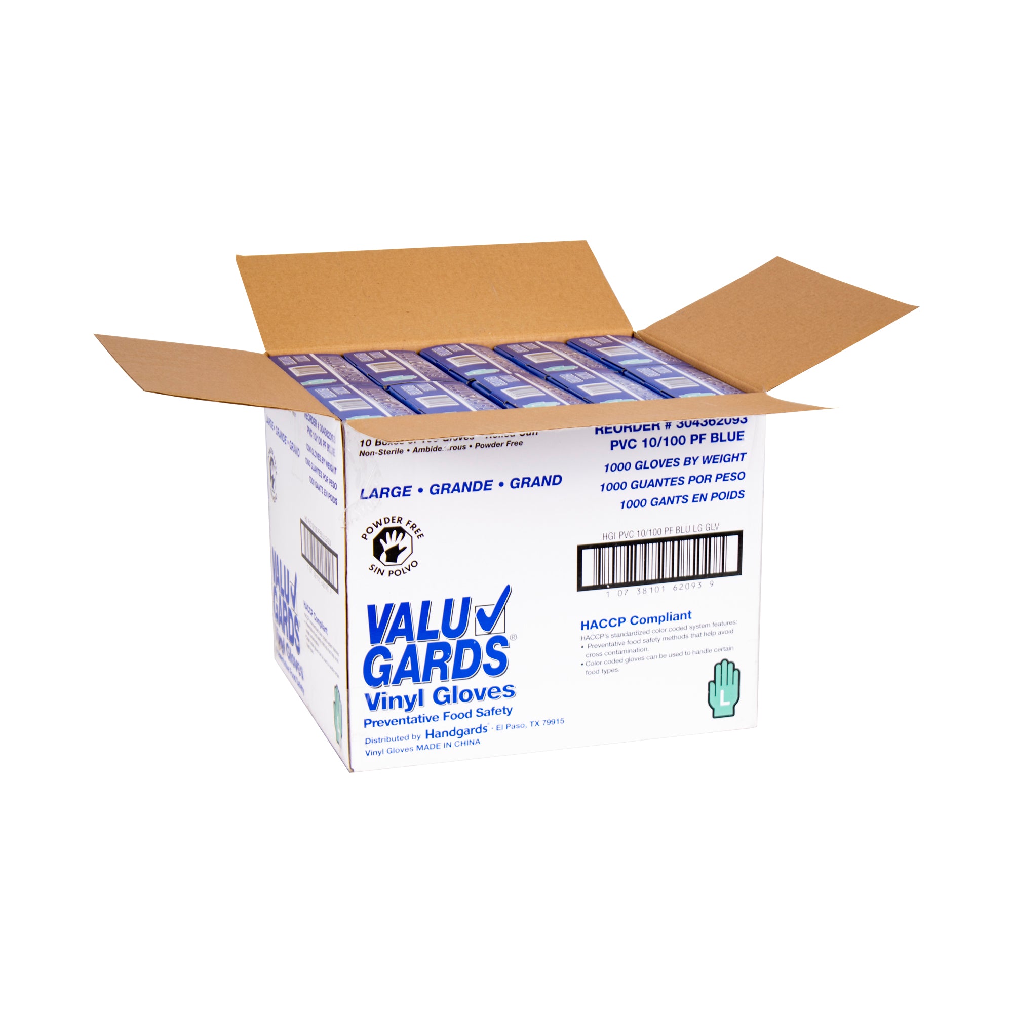 Glove Vinyl Blue Powder Free Large 100 Each - 10 Per Case.