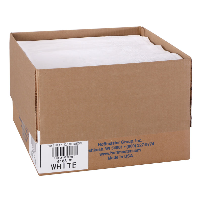 Tablecover Paper White Ply Tissue Ply Poly 25 Each - 1 Per Case.