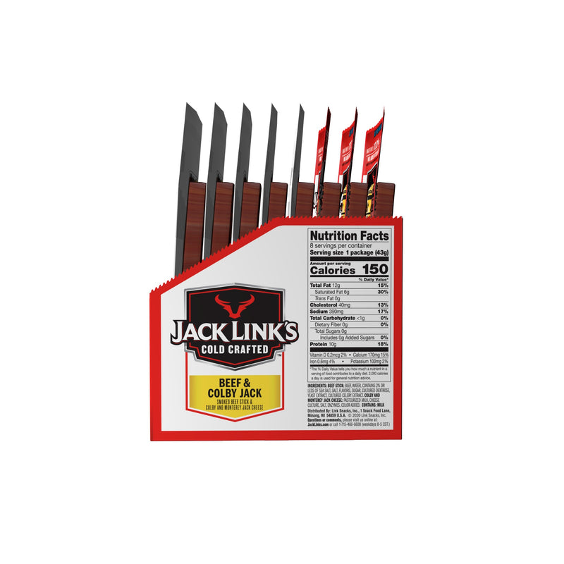 Jack Link's Original Beef & Colby Jackcheese Sticks1.5 Ounce Size - 16 Per Case.