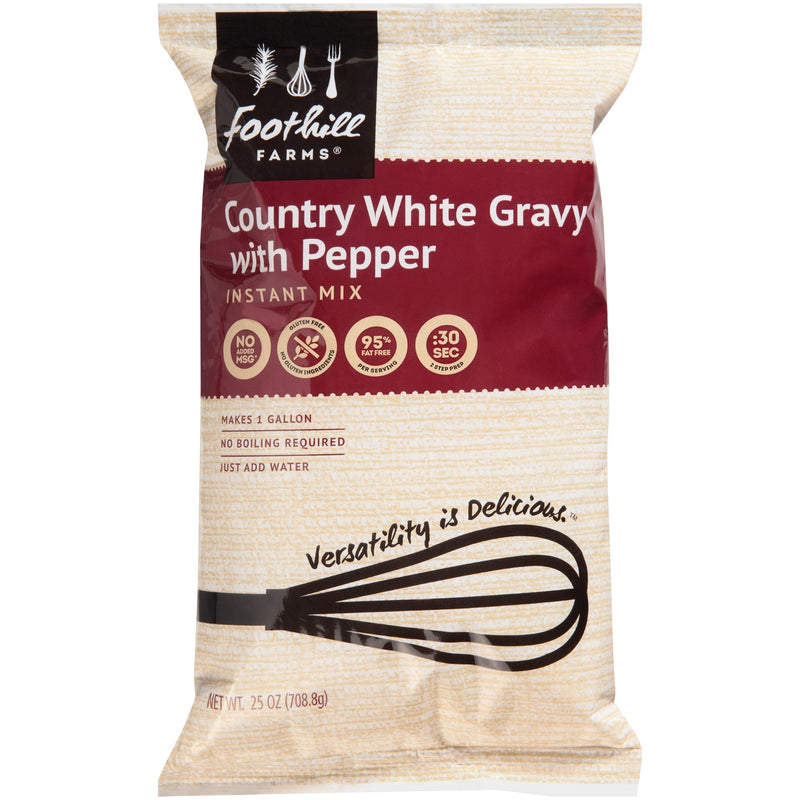 Foothill Farms Country White Gravy With Pepper Instant Mix 25 Ounce Size - 8 Per Case.
