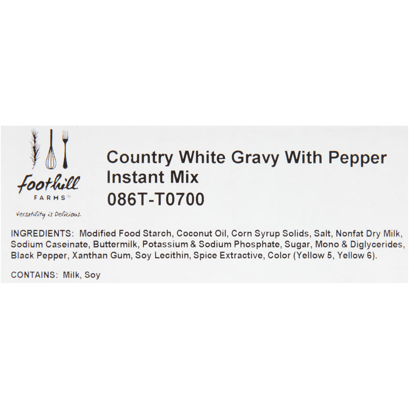 Foothill Farms Country White Gravy With Pepper Instant Mix 25 Ounce Size - 8 Per Case.