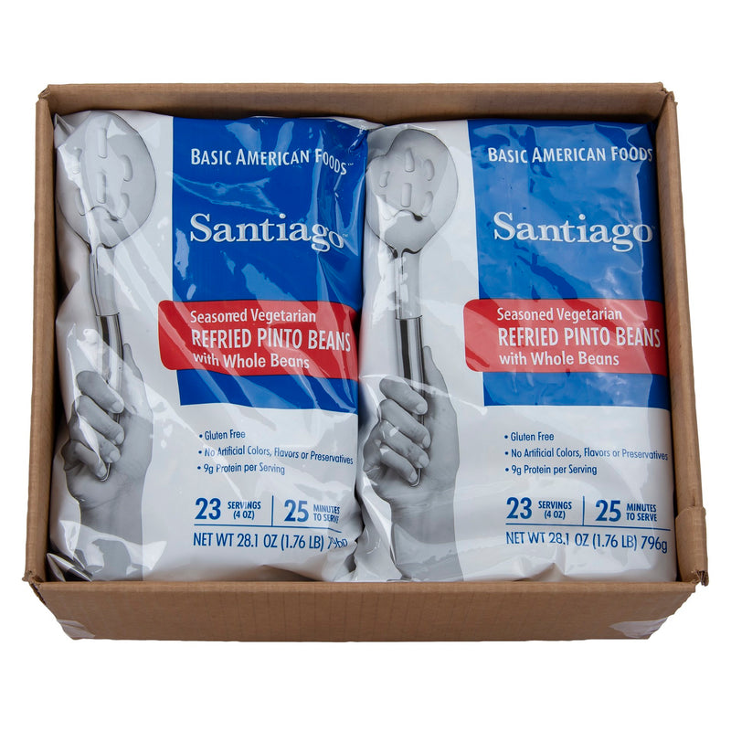 Santiago® Seasoned Vegetarian Refried Pintobeans Servings Per Conveni 28.1 Ounce Size - 6 Per Case.