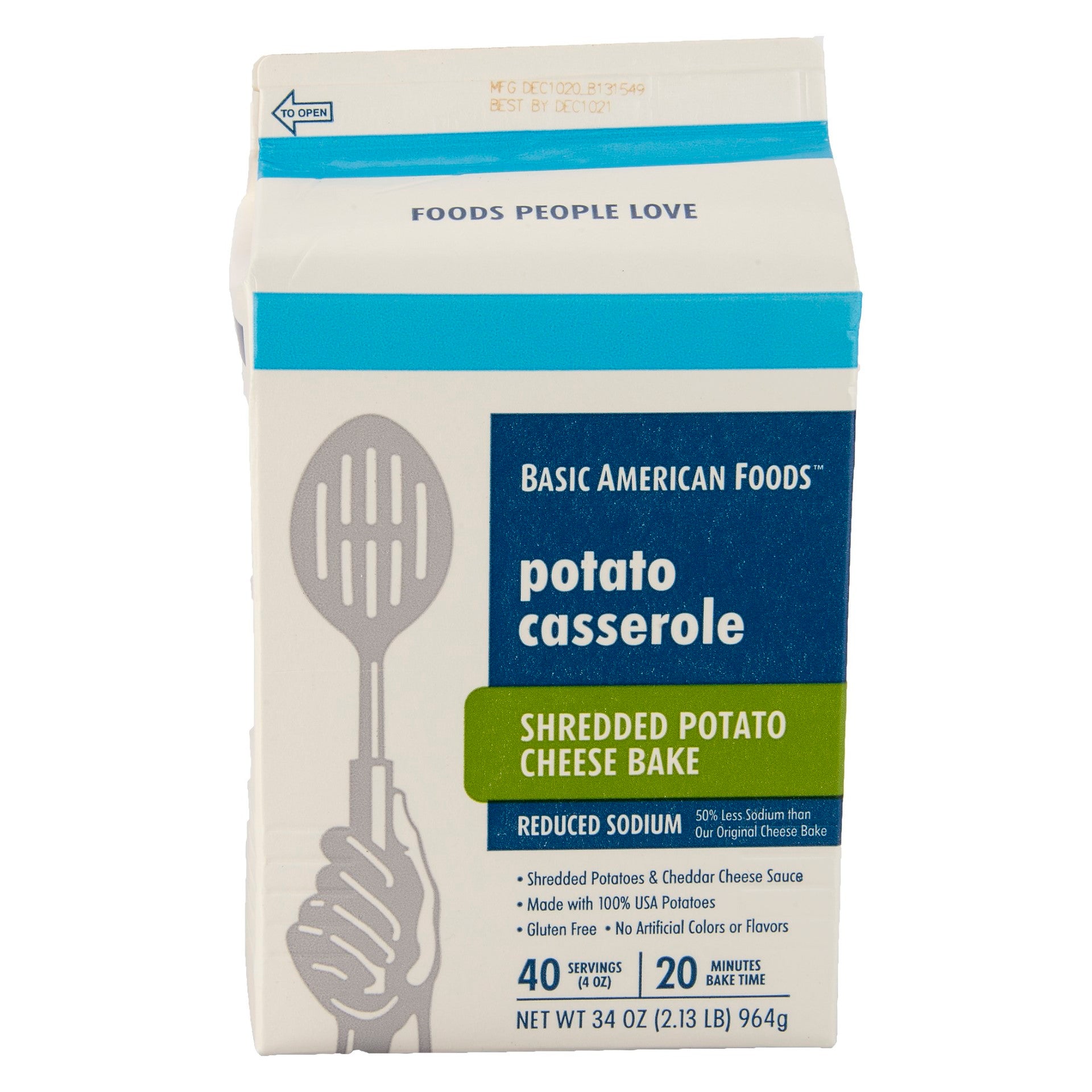 Baf Shredded Potato Cheese Bake Reduced Sodium Complete Kit With Sauce Serving 34 Ounce Size - 6 Per Case.