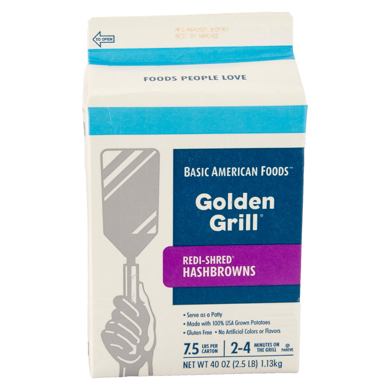 Golden Grill® Redi Shred® Hashbrowns Lowsodium Half Cup Servings Per Patt 2.5 Pound Each - 6 Per Case.
