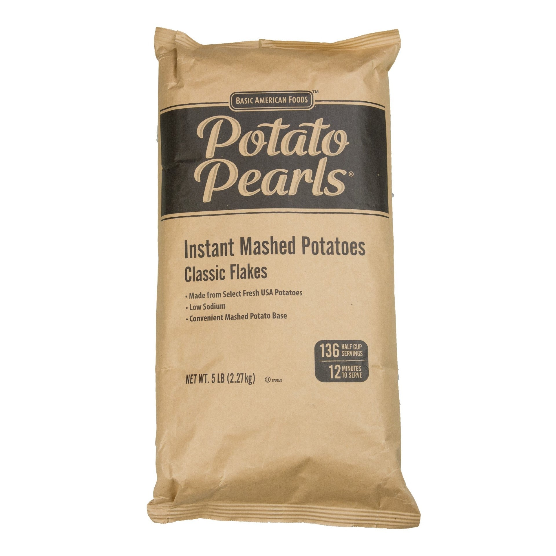 Baf Potato Flakes Low Sodium Servings Bags 5 Pound Each - 6 Per Case.