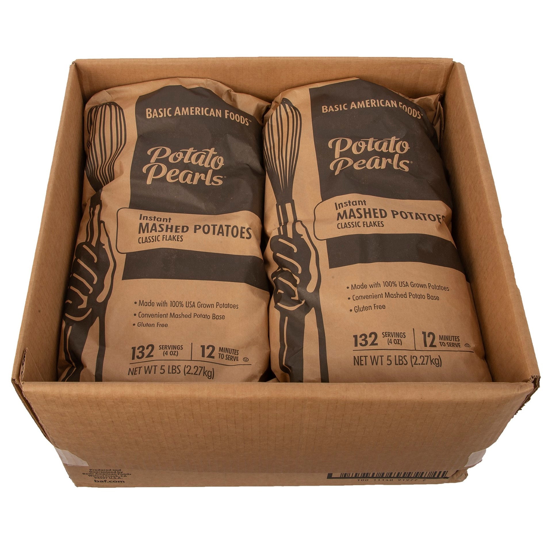 Baf Potato Flakes Low Sodium Servings Bags 5 Pound Each - 6 Per Case.