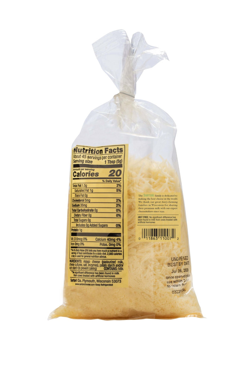 Asiago Cheese Bag Shredded 7 Ounce Size - 16 Per Case.