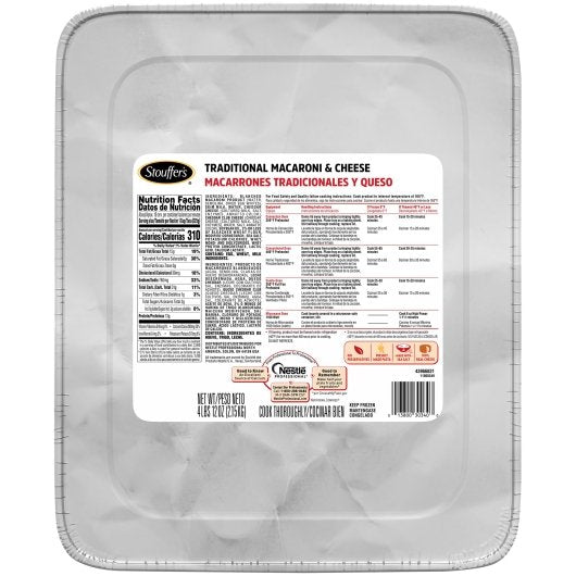 Stouffer's Traditional Macaroni & Cheese Frozen Tray 76 Ounce Size - 4 Per Case.