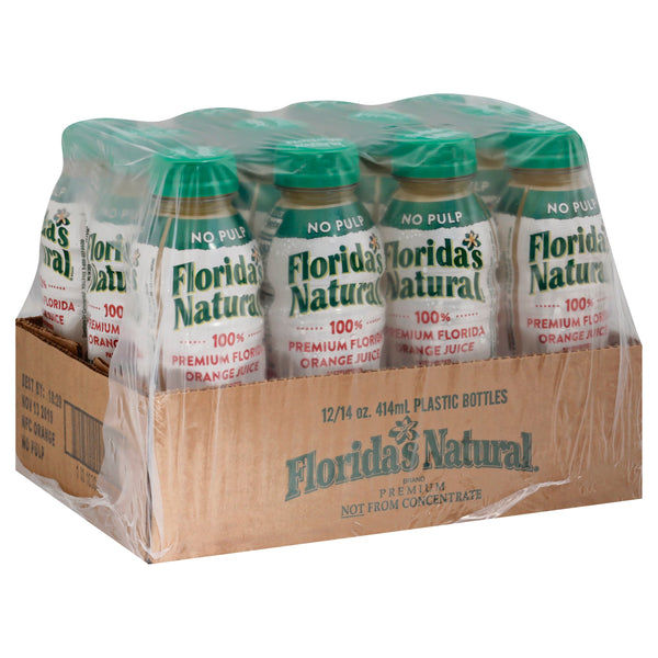 Florida's Natural Premium Not From Concentrate Refrigerated Orange Juice 14 Fluid Ounce - 12 Per Case.