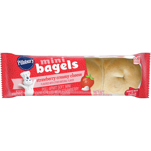 Pillsbury Frozen Mini Bagels Strawberry Creamy Cheese 2.43 Ounce Size - 72 Per Case.