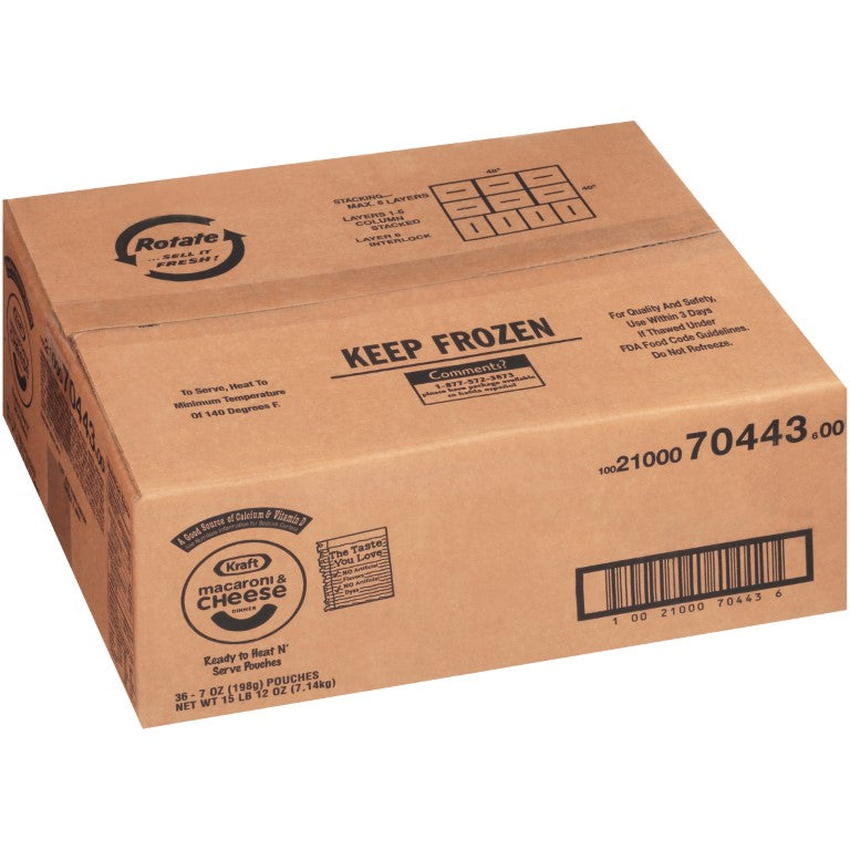 KRAFT Single Serve Frozen Mac & Cheese 7 Ounce Pouches 36 Per Case