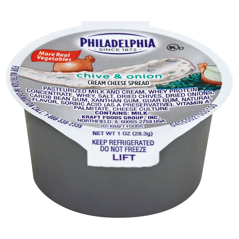 PHILADELPHIA Chive & Onion Cream Cheese Spread 1 Ounce Cup 100 Per Case