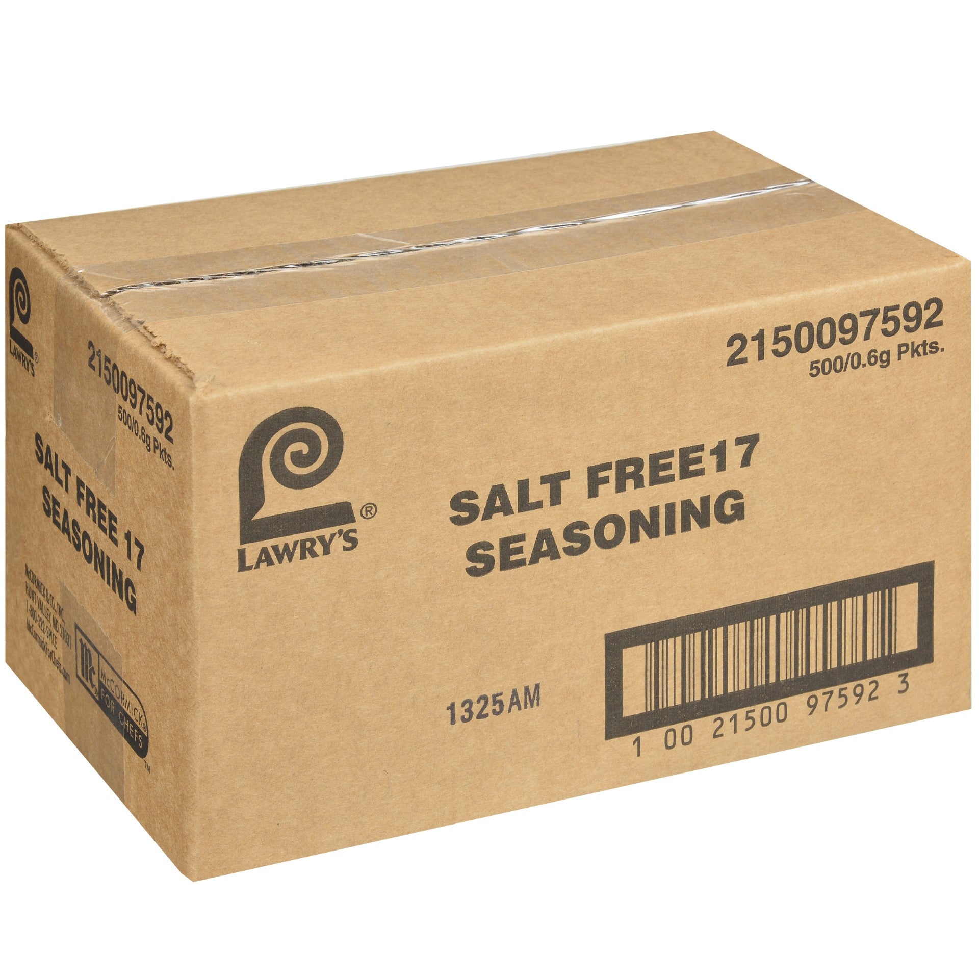 Lawry's Salt Free Seasoning 0.63 Grams Each - 500 Per Case.
