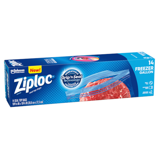 Ziploc Gallon Freezer Bag 14 Count Packs - 12 Per Case.