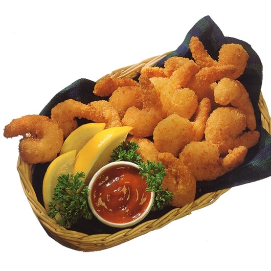 Tampa Maid Breaded Tail-Off Mini Shrimp In Bag 40-50 Count 3 Pound Each - 4 Per Case.