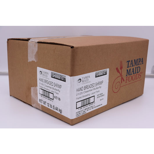 Tampa Maid Signature Hand Breaded Shrimp Panko Clean Tail 3 Pound Each - 4 Per Case.