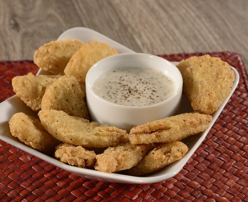 Harvest Creations Dipt'n Dusted Fried Green Tomato Halves 2 Pound Each - 6 Per Case.