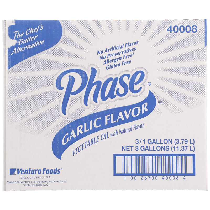 Phase Garlic Flavored Vegetable Oil With Artificial Butter Flavor Ga 1 Gallon - 3 Per Case.