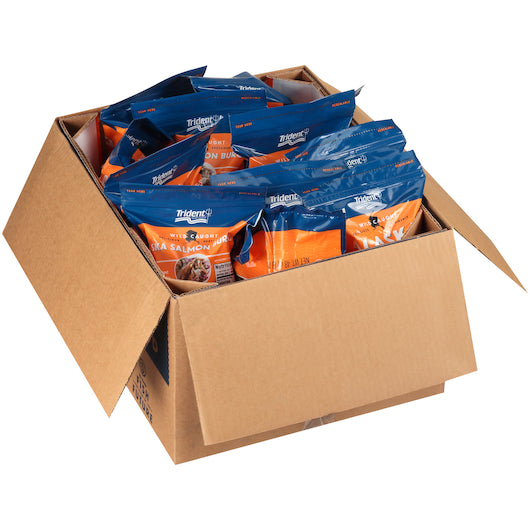 Trident Seafoods 4 Ounce Boneless Skinless Parfried Alaskan Salmon Burger 3 Pound Each - 12 Per Case.