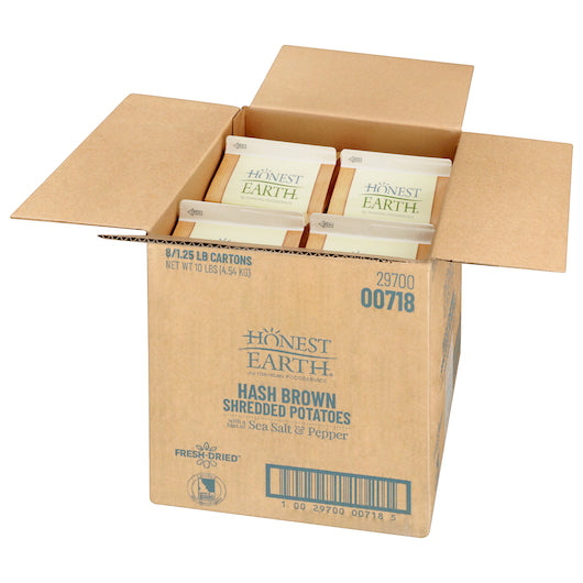 Honest Earth® Hash Brown Shredded Potatoes with A Hint Of Sea Salt & Pepper 1.25 Pound Each - 8 Per Case.