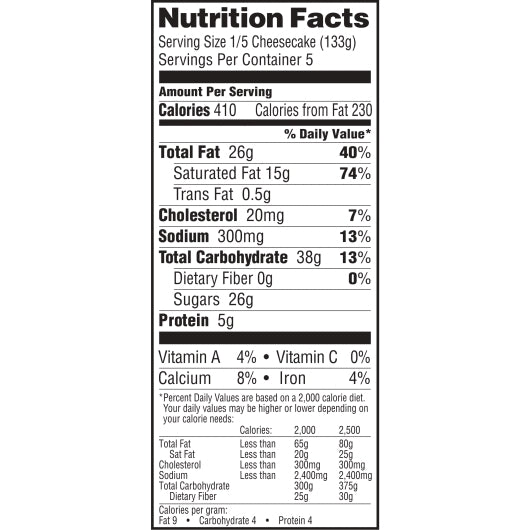 Sara Lee Frozen Cream Cheesecake 23.5 Ounce Size - 8 Per Case.