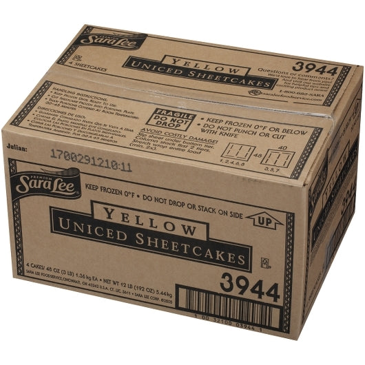 Sara Lee Uniced 12X16 Yellow Sheet Cake 3 Pound Each - 4 Per Case.