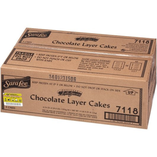 Sara Lee Premium Wholesome Indulgence 9" No Sugar Added Chocolate Layer Cake 3.375 Pound Each - 4 Per Case.