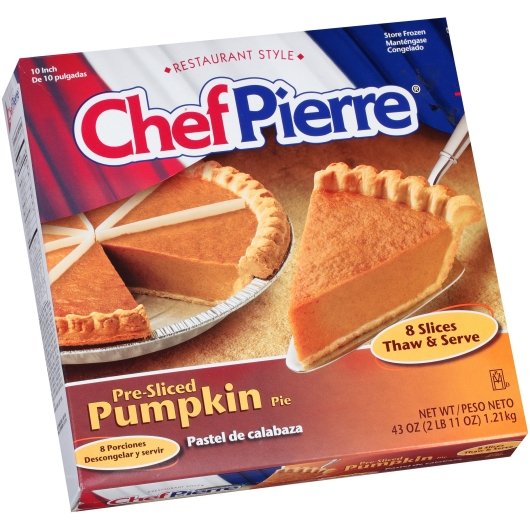 Chef Pierre Pumpkin Sliced 8 Slices 10" Pie 2.687 Pound Each - 6 Per Case.