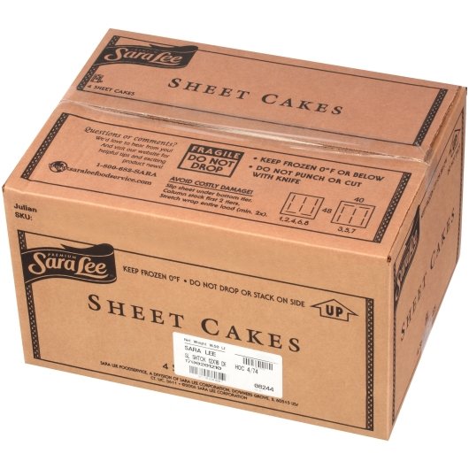 Sara Lee Sheet Iced Double Chocolate Cake 74 Ounce Size - 4 Per Case.