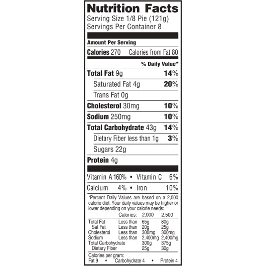 Sara Lee Sweet Potato Pie Oven Fresh 2.125 Pound Each - 6 Per Case.