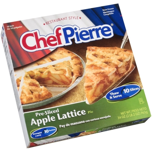 Chef Pierre 10" 10 Slice Pre-Baked Apple Pie 2.125 Pound Each - 6 Per Case.