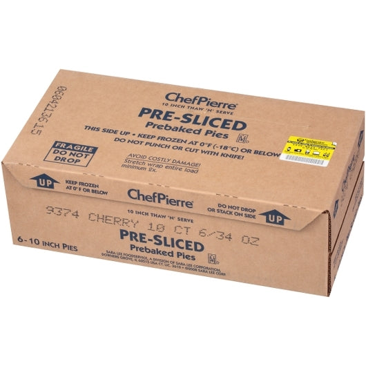 Chef Pierre Cherry Pre-Sliced & Baked 10 Slices 10" Pie 2.125 Pound Each - 6 Per Case.