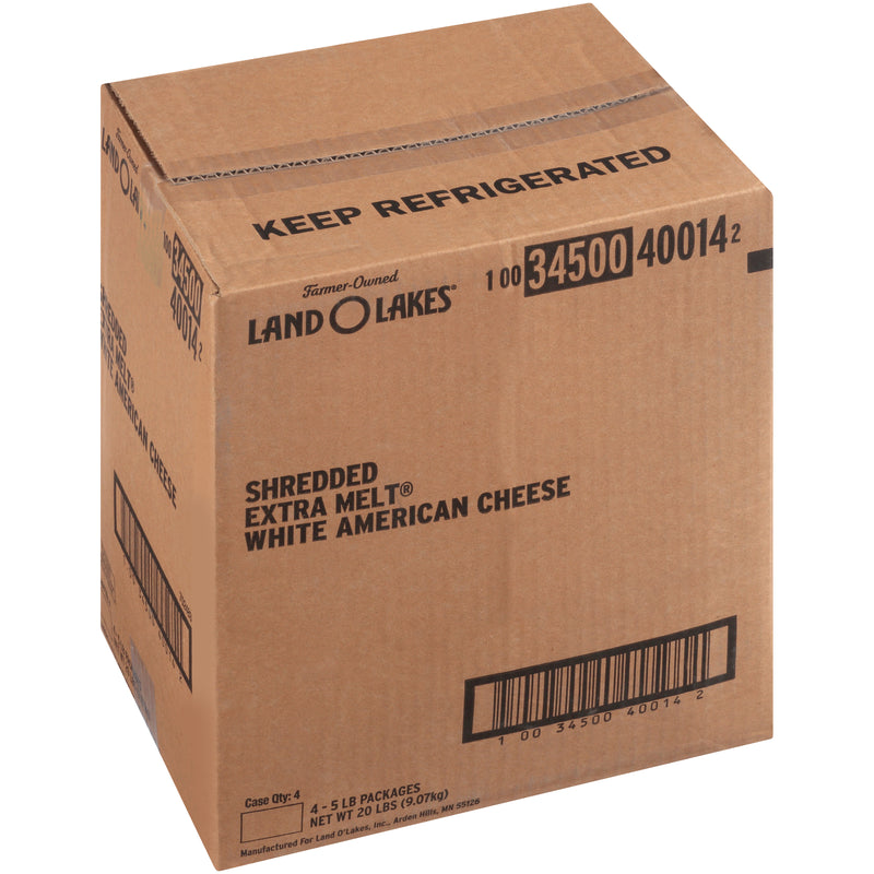 Land-O-Lakes® Extra Melt® Shredded American Cheese White 5 Pound Each - 4 Per Case.