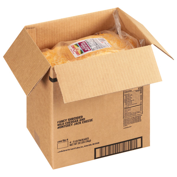 Land-O-Lakes® Fancy Shredded Mild Yellow Cheddar & Monterey Jack Cheese Blend 5 Pound Each - 4 Per Case.