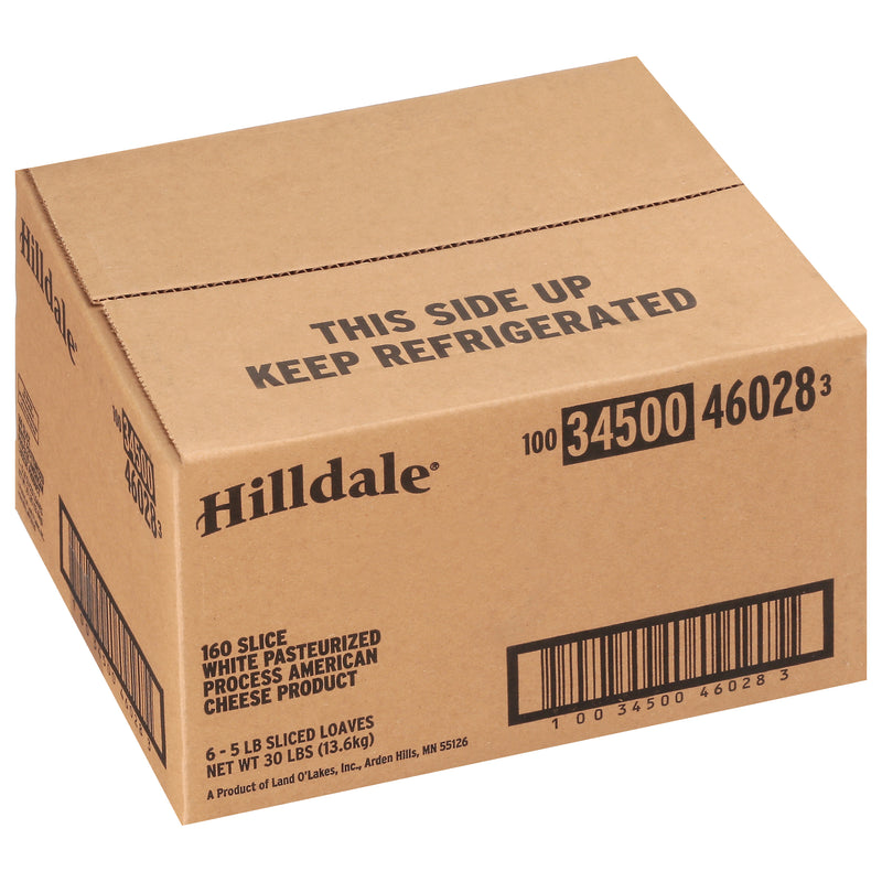 Hilldale® Process American Cheese Productslices White 5 Pound Each - 6 Per Case.