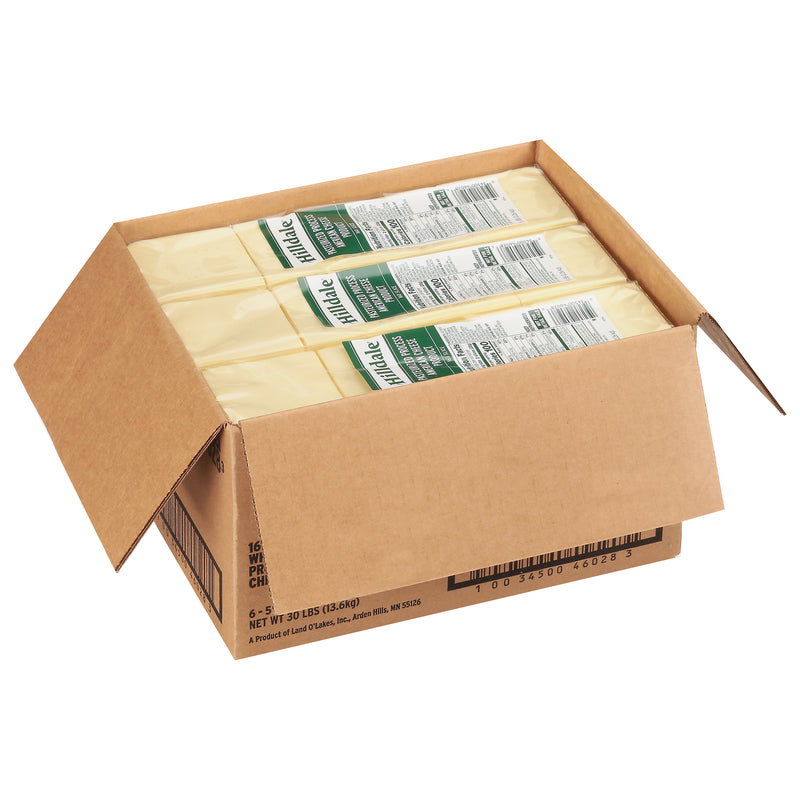 Hilldale® Process American Cheese Productslices White 5 Pound Each - 6 Per Case.