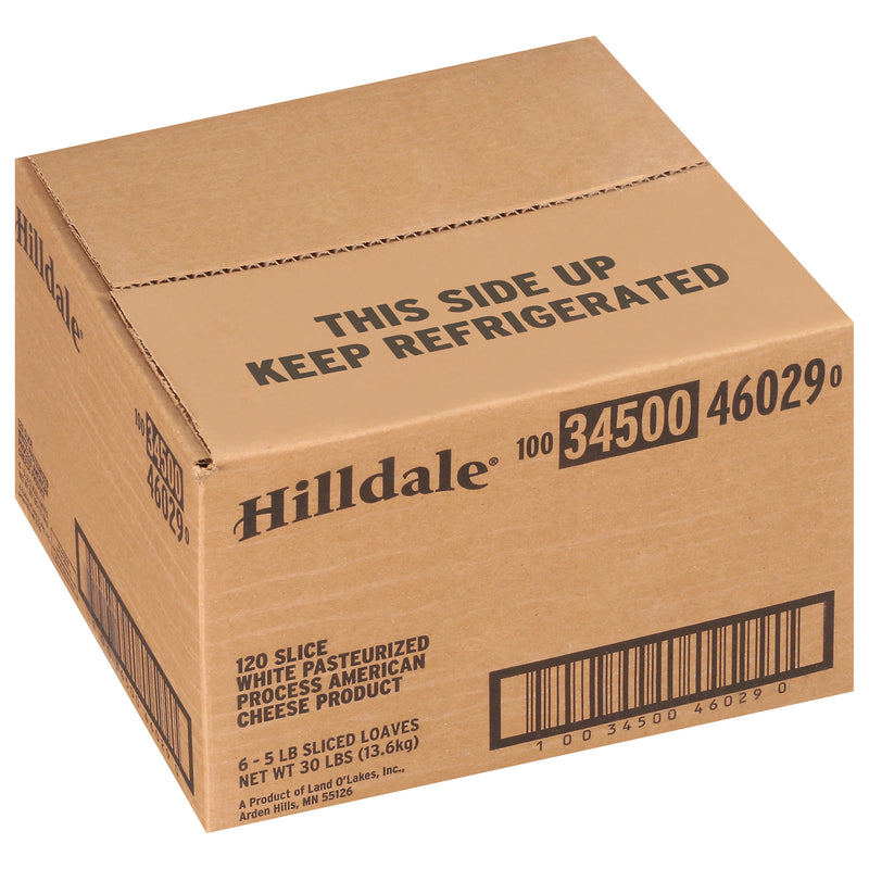 Hilldale® Process American Cheese Product Slices White 5 Pound Each - 6 Per Case.