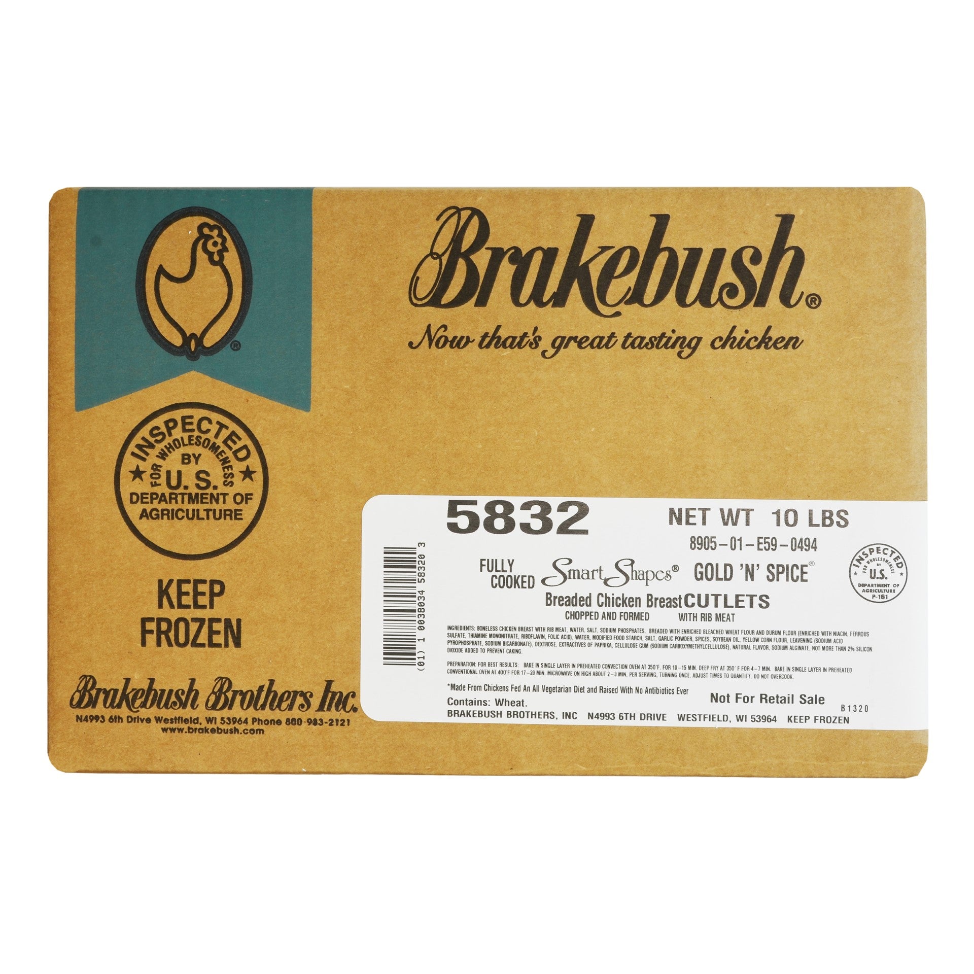 Chicken Fully Cooked Smartshapes™ Nae G'n's Breaded Brst Cutlet Avg 5 Pound Each - 2 Per Case.