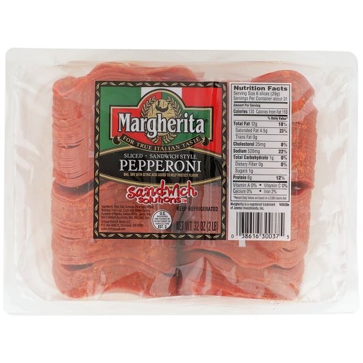 Margherita Sandwich Style 3" Sliced Pepperoni 2.03 Pound Each - 8 Per Case.
